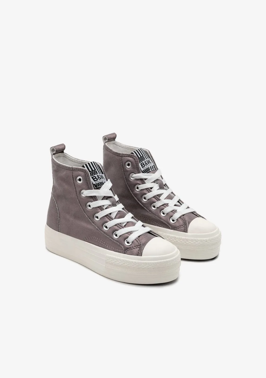Pewter Shinny High Top Sneakers B&W