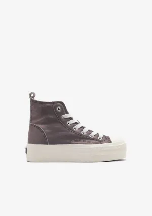 Pewter Shinny High Top Sneakers B&W