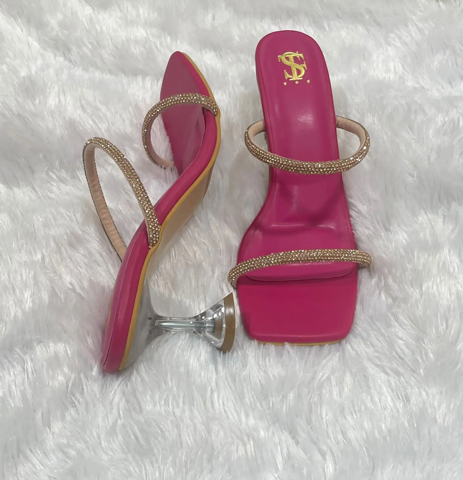 Rose Gold Strappy Diamantine heels