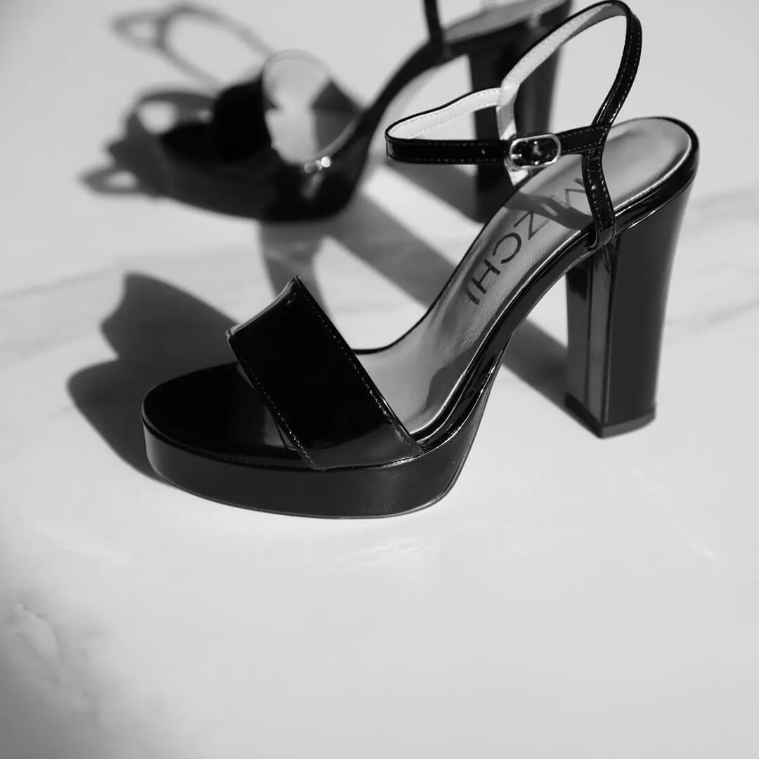 SAMI BLACK PATENT - high platform