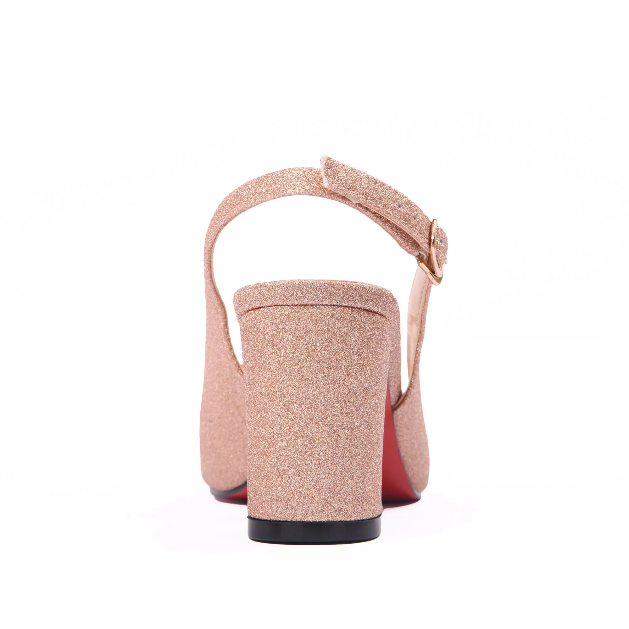 Sparkling Rose Gold Glitter Slingback Heels | 499J-PX