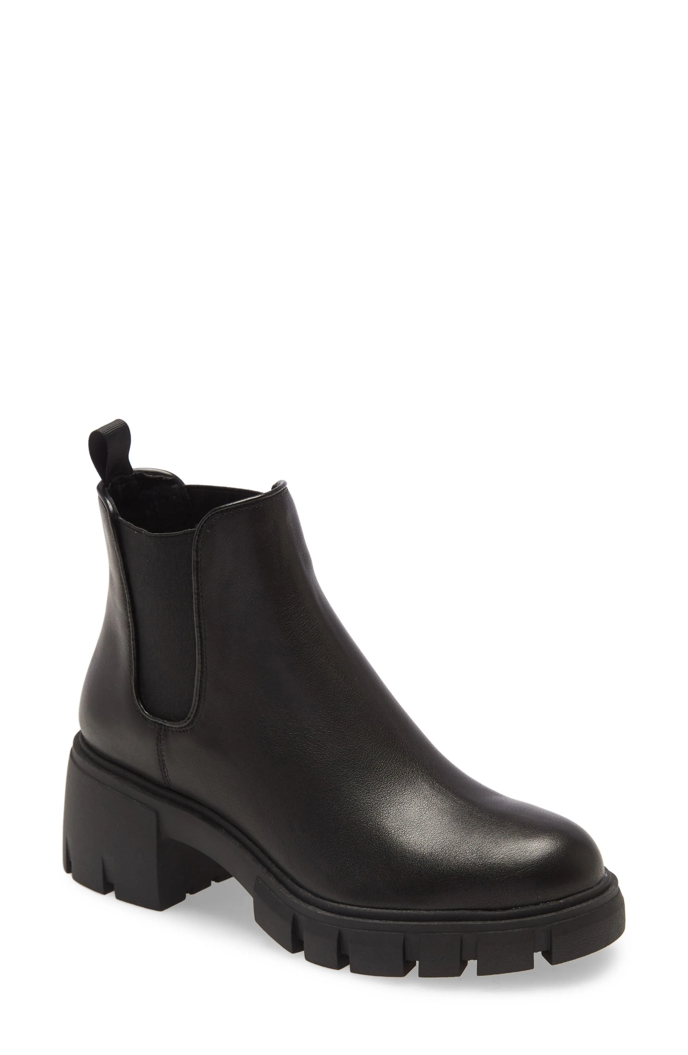 Steve Madden Women's Howler Block Heel Platform Ankle Boots Black Leather (10, BLACK)