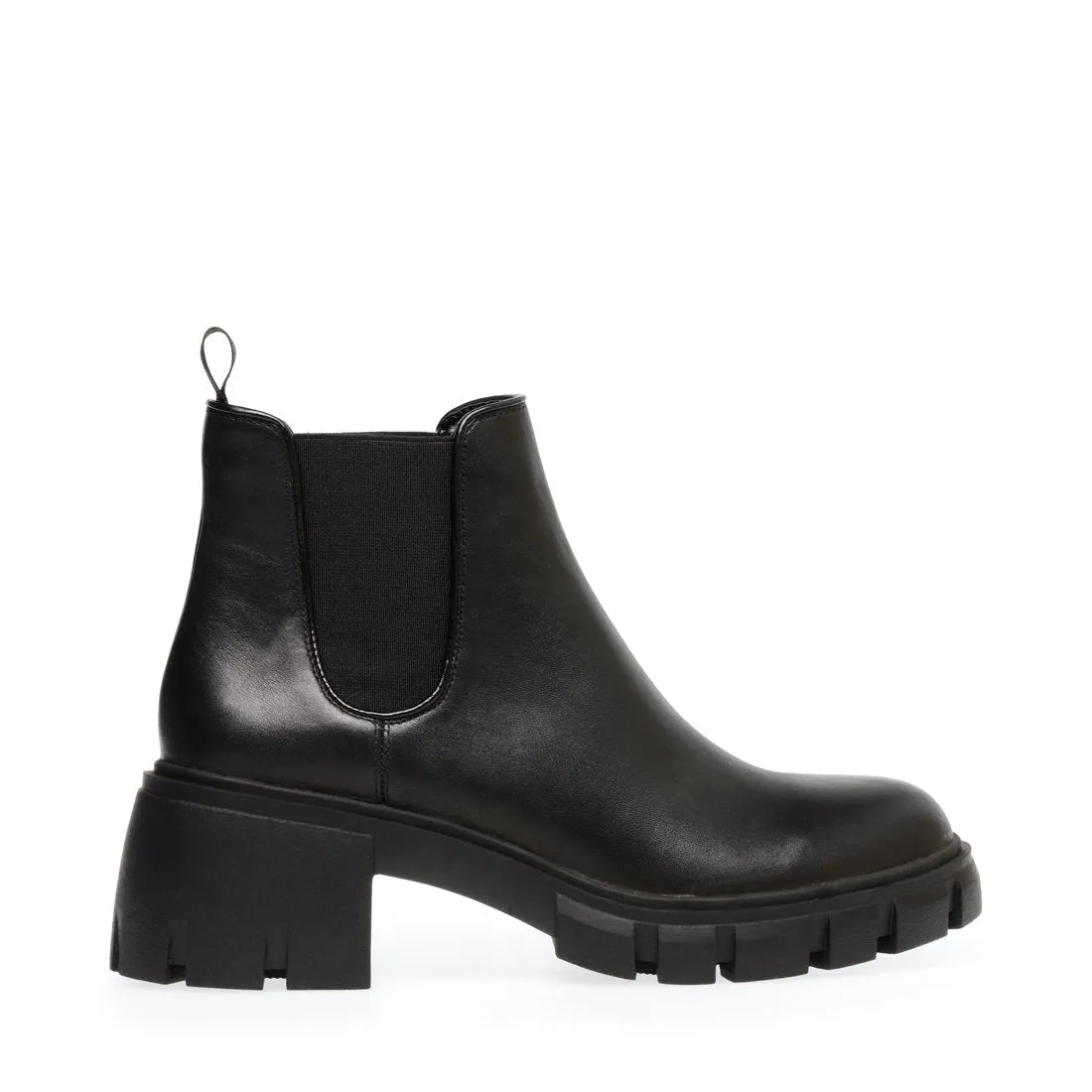 Steve Madden Women's Howler Block Heel Platform Ankle Boots Black Leather (10, BLACK)