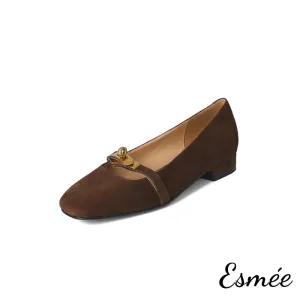 Suede Flats with Metal Lock Design
