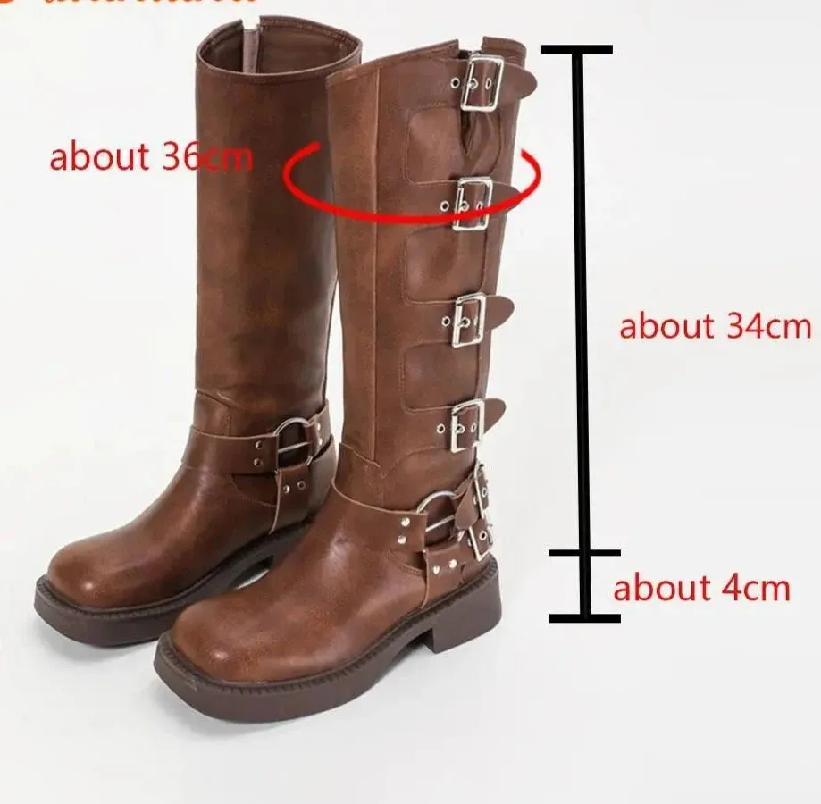 Thick High Heels Mid Calf Punk Gothic Boots