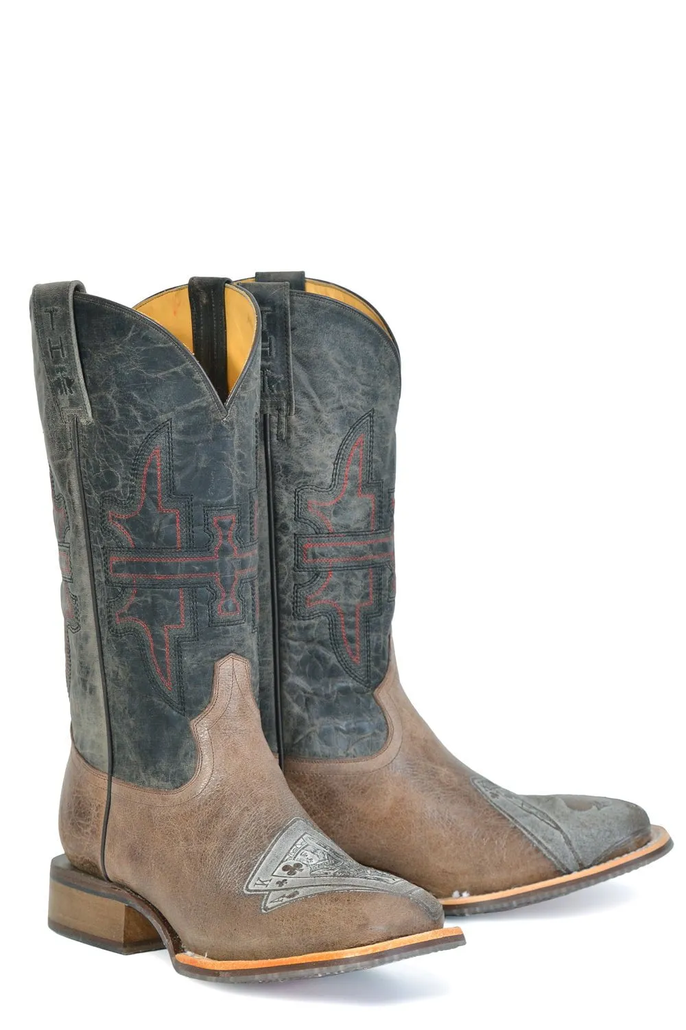 Tin Haul Mens Winning Blackjack Brown Leather Cowboy Boots 12 D