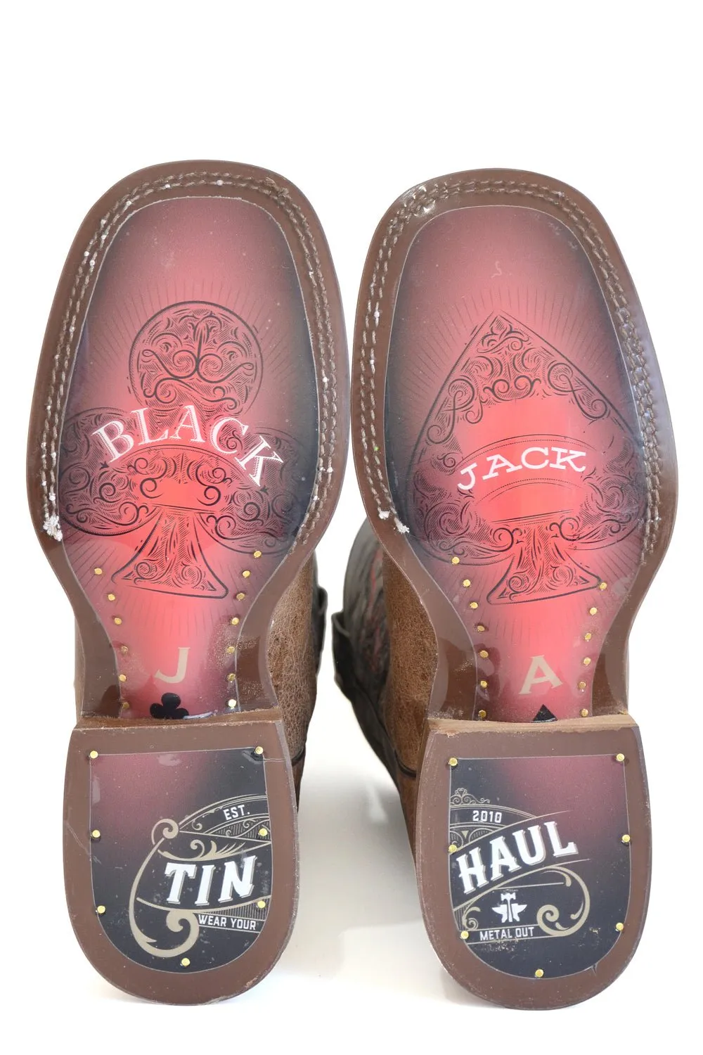 Tin Haul Mens Winning Blackjack Brown Leather Cowboy Boots 12 D