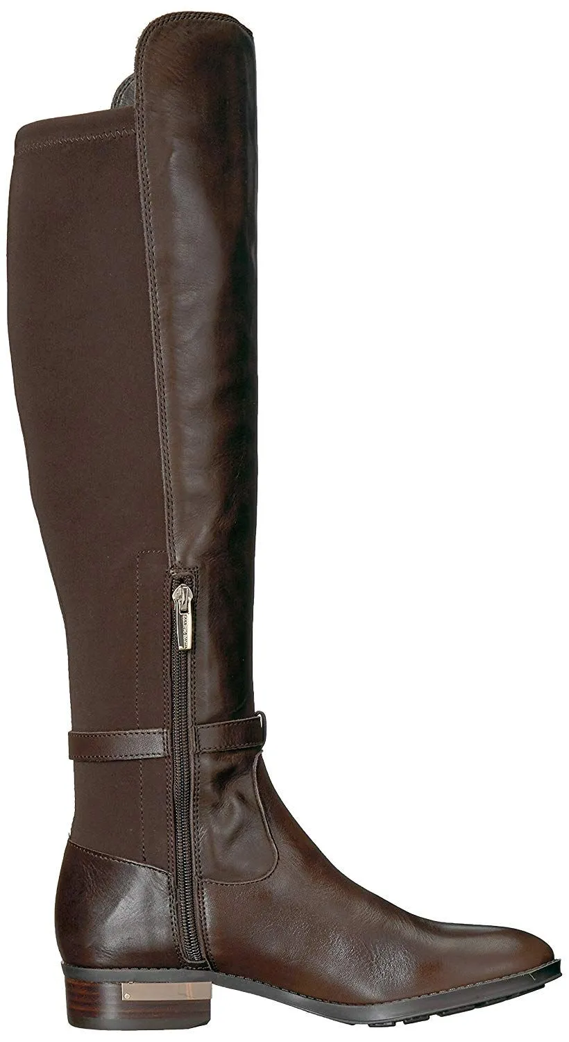 Vince Camuto Pallien Edgy Style Studded Trim Stacked Heel Over The Knee Boots Expresso (6.5, Expresso)