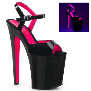 XTREME-809TT Black Patent - Neon Hot Pink, 8" Heel